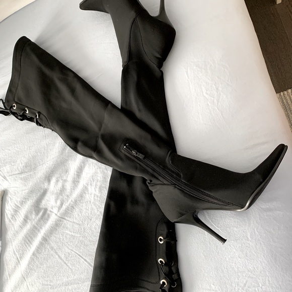 Sexy over the knee black size 6 boots - Picture 1 of 3
